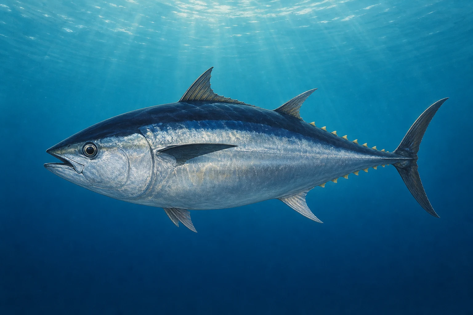 رسم مجموعة Fishdle الأصلي لـتن أزرق الزعنفة