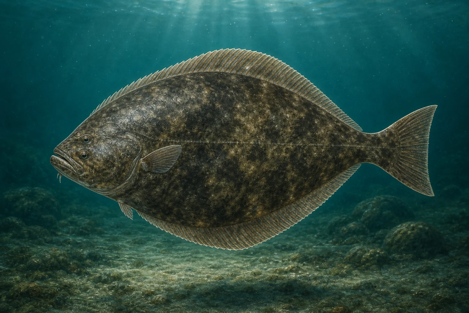 Pacific halibut کا اصل Fishdle مجموعہ جاتی آرٹ