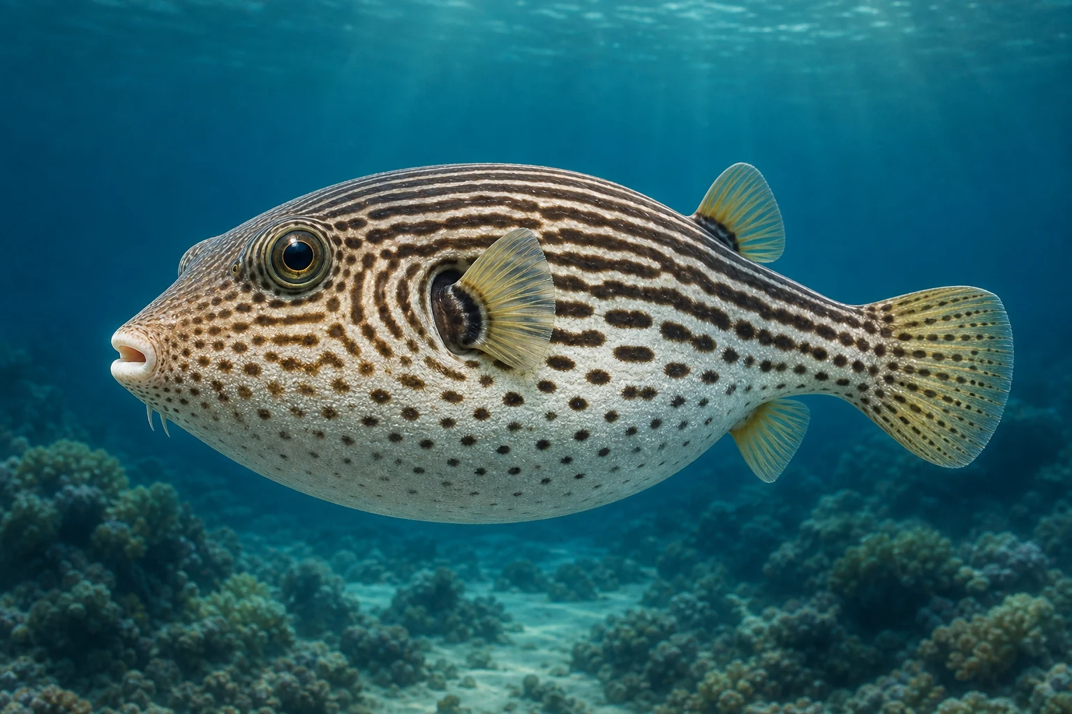 Original Fishdle collection art of Stars and stripes pufferfish